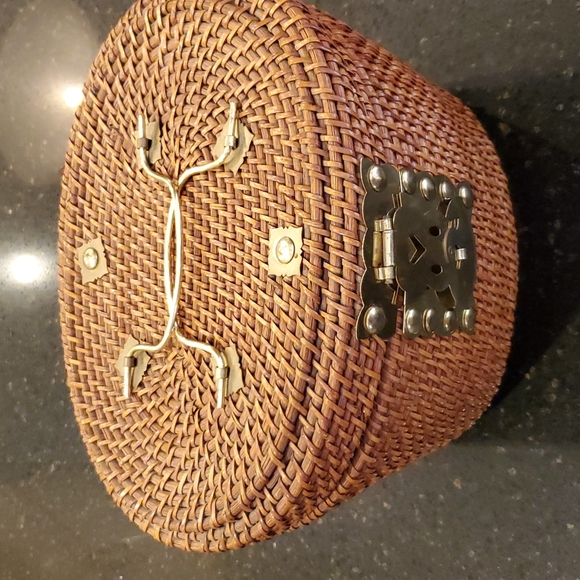 Vintage Kitchen Vintage Chinese Tea Set Wicker Basket Hand Tea Pot